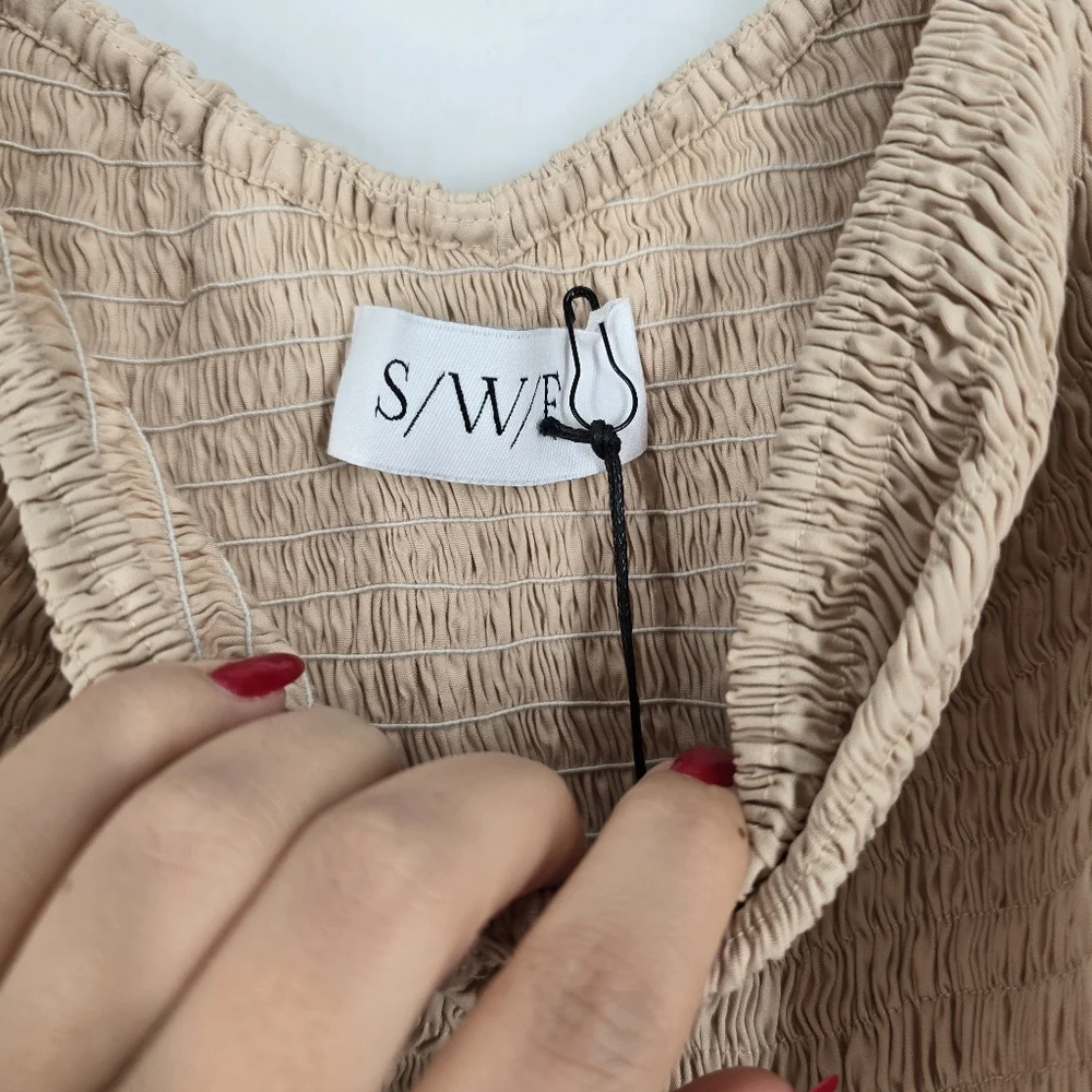 S/W/F Puff Sleeve Sweetheart Dress Travertine XS NEW - Picture 5 of 8